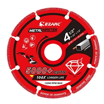 Image of EZARC Diamond Cutting Wheel 4 1/2 x 7/8 Inch for Metal, Cut Off with 5000+ Cuts on Rebar, Steel, Iron and INOX