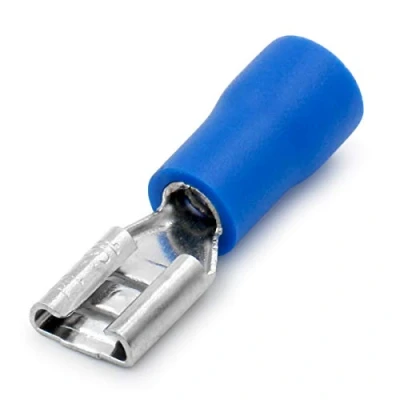 Image of Heschen Female Quick Disconnects Vinyl Insulated, FDD2 187, 4.8 x 0.5mm Cable Terminal, for 1.5 2.5mm² (16 14 AWG), Blue, 100Pack