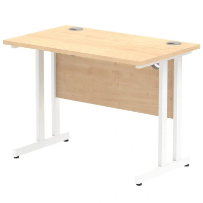 Image of Impulse 1000/600 Rectangle White Cantilever Leg Desk Maple MI002426