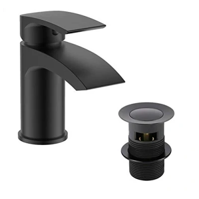 Image of home store Bathroom Luxury MATT BLACK Basin Sink Mono Mixer Lever Tap &amp; Clicker Waste