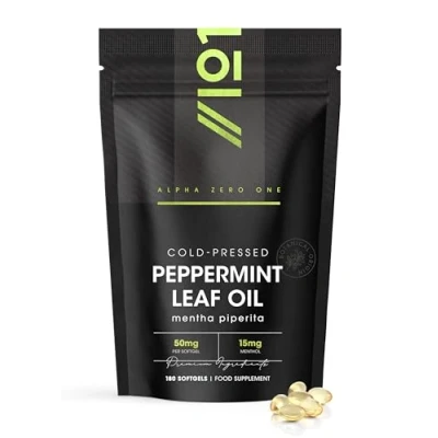 Image of Peppermint Oil 50mg 180 Capsule Softgels (6 Months Supply) Fast Absorbing &amp; Easy to Digest 100% Natural Digestive Supplement by Alpha01