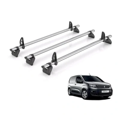 Image of Rhino Roof Rack for Peugeot Partner 2018+ [Only Fits Standard (L1) Wheelbase Models] 3 Bars + Loadstops GB3FL/KLS2