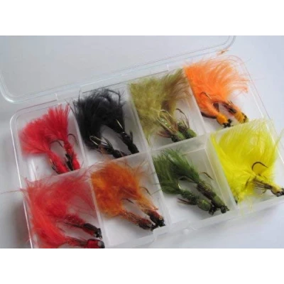 Image of BestCity Fly fishing Flies DAMSEL Nymph Selection Box of 16 for trout #305