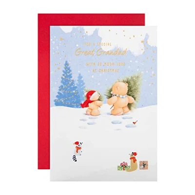 Image of Hallmark Christmas Card for Great Grandad Cute Winter Illustrated Forever Friends Design
