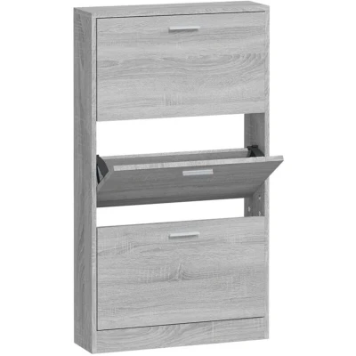 Image of vidaXL Shoe Cabinet Grey Sonoma 59x17x108 cm Engineered Wood