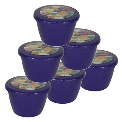 Image of Just Pudding Basins 6 Pack of 1/4 Pint Small Sized Purple Food Safe Steaming Bowls with Lids