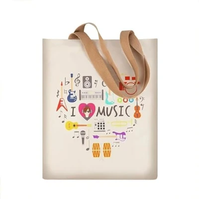 Image of Hiler Punk Reusable Music Tote Bag Shopping Bags Grocery Bag,Music Class Training handbag,Outdoor Travel Shoulder