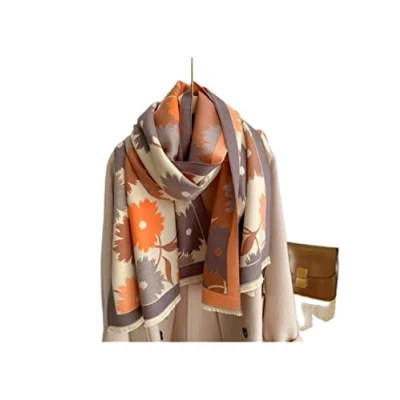 Image of SERUMY Scarf Winter Cashmere For Women Shawl Luxury Warm Plaid Print Thick Blanket Pashmina Neck Chief W 37,65X180Cm