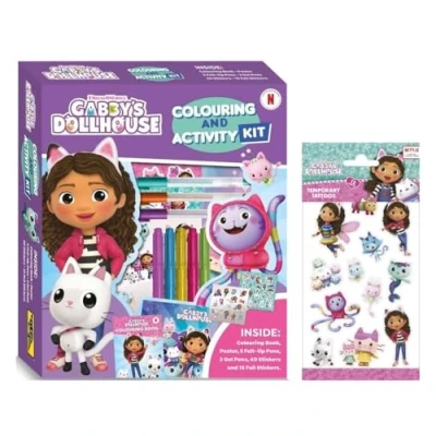 Image of Anila&#039;s Gabby&#039;s Dollhouse Activity Set with Tattoos and Colouring &amp; Kit.