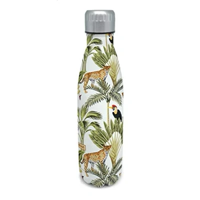 Image of Nerthus Double wall flask for hot and cold liquids. BPA 500 ml stainless steel, with jungle design, Original