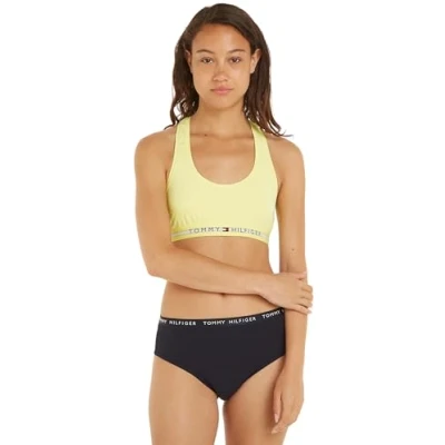 Image of Tommy Hilfiger Women&#039;s Unlined Bralette Uw0uw04143 Bras, Yellow (Yellow Tulip), S