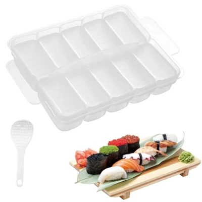 Image of AYCCNH 10 in 1 Mini Japanese Onigiri Sushi Mold, Nigiri Bento Rice Ball Mold Rectangular Maker…