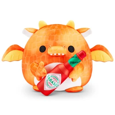 Image of Snackles Series 1 Dragon (Tabasco), Surprise Medium Plush, Ultra Soft 28 cm, Collectible Plush with Real Brands (Dragon)