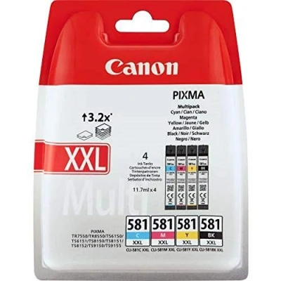 Image of Canon CLI 581XXL BK/C/M/Y High Yield Ink Cartridge Multi Pack