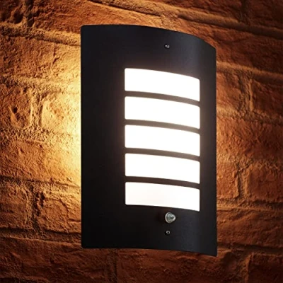Image of Auraglow Dusk Till Dawn Photocell Daylight Sensor Switch Outdoor Wall Light, Warm White Black