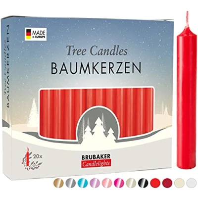 Image of BRUBAKER 20 Pack Tree Candles Wax Christmas Pyramid Red