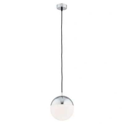 Image of Livia 20cm Globe Pendant Ceiling Light Opal Matt, Chrome IP44