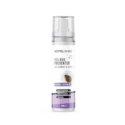 Image of Repel N Go Bed Bug Preventer/Repellent Deterrent Spray for Garment and Fabric Natural Eco Friendly Pest Control Defence Indoors Contains Lavender &amp; Geraniol 100ml