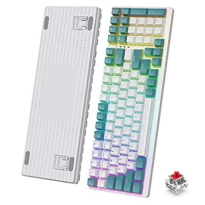 Image of K3 Mechanical Keyboard Ultra Compact Mini 98 Keys Wired Type C USB Apex Pro Kontrol Freek NKRO Water resistant 10 Chroma RGB Illuminated LED Clicky Optical Linear Red Switch for PC/Mac Gamer Typist