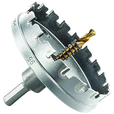 Image of Starrett Tungsten Carbide Tipped Hole Saw SM95 Sheet Metal Cutter With Arbor &amp; Pilot Drill Bit For Drilling Stainless Steel Aluminum Alloy 95 mm