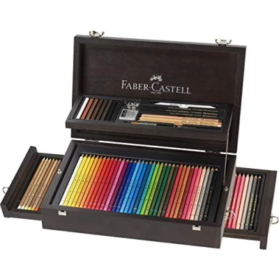 Image of Faber Castell Art &amp; Graphic Collection, Multicoloured, Wooden Case Of 125, For Art, Craft, Drawing, Sketching, Home, School, University, Colouring