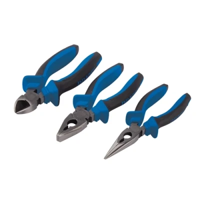 Image of Draper Soft Grip Pliers Set, Blue (3 Piece)