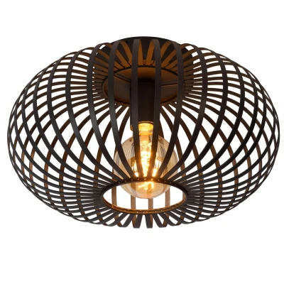 Image of Manuela Vintage Flush Ceiling Light Ø 39.5cm 1xE27 Black