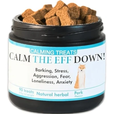 Image of calming treats For Dogs Barking Stress Aggression, Anxiety, Fear, Barking, Hyperactivity, Reactivity, Travel, Fireworks training 90 no drowsy Calm the eff down (Chicken)