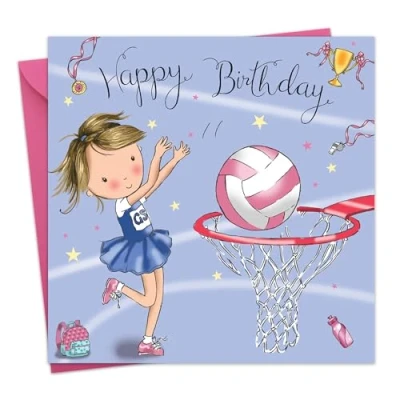 Image of Twizler Happy Birthday Card with Netball Girls for Girl Sporty Childrens Cards Kids Presents