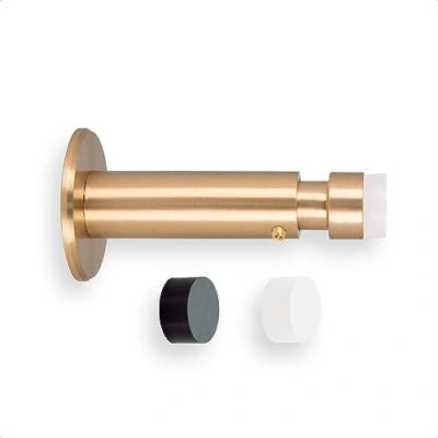 Image of EVI HERRAJES Adjustable Brass Wall Door Stopper, Dual Adhesive Installation or with Screw (Matte Brass)