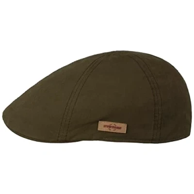 Image of Stetson Texas Waxed Cotton WR Flat Cap Men Ivy hat with Peak, Lining, Lining Winter Autumn XL (60 61 cm) Olive