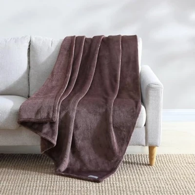 Image of Eddie Bauer Throw Blanket, Ultra Soft Plush Home Décor, All Season Bedding (Ultra Lux Solid Brown, 50 x 60)