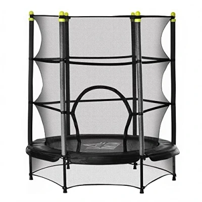 Image of HOMCOM 5.2FT Kids Trampoline with Safety Enclosure, Indoor Outdoor Toddler Trampoline, for Ages 3 10 Years, Black
