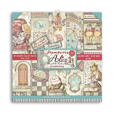 Image of Stamperia International Mini Scrapbooking Pad Double Face Alice Through The Looking Glass, Various, 8 x inches