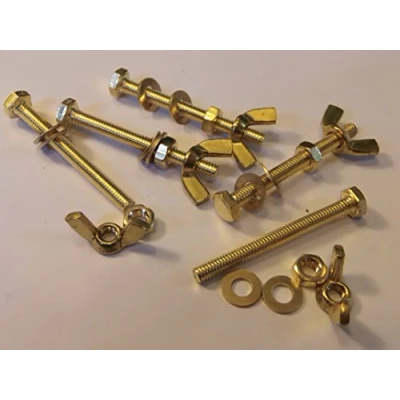 Image of M4X40 BRASS HEX HEAD BOLTS NUTS &amp; WASHERS WING PACK 0F 5 SET SCREWS