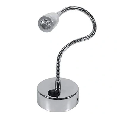 Image of Mumusuki LED Wall Lamps Flexible Gooseneck Sconces Bedroom Bedside Reading Light Living Room Modern Silver 3W 85 265V (Cool Switch)