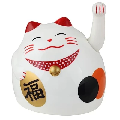 Image of Freak Scene Roundish lucky cat Maneki Neko Waving 8 cm white