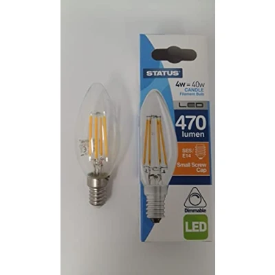 Image of Status 4w LED Filament Candle Light Bulb SES E14 Small Screw in Dimmable 40w