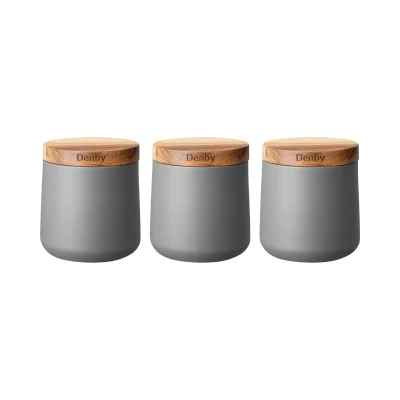 Image of Denby Set Of 3 Grey Storage Canisters