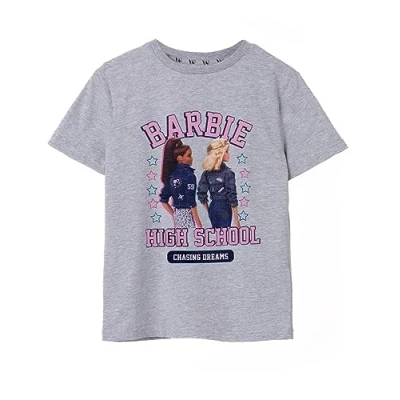Image of Barbie Girls T Shirt Grey Marl High School Chasing Dreams Graphic Tee for Kids Short Sleeved Fashion Top Doll Tshirt Movie Merchandise Gift Children &amp; Teens