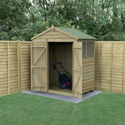 Image of 6&#039; x 4&#039; Forest 4Life 25yr Guarantee Overlap Pressure Treated Double Door Apex Wooden Shed (1.99m 1.23m)