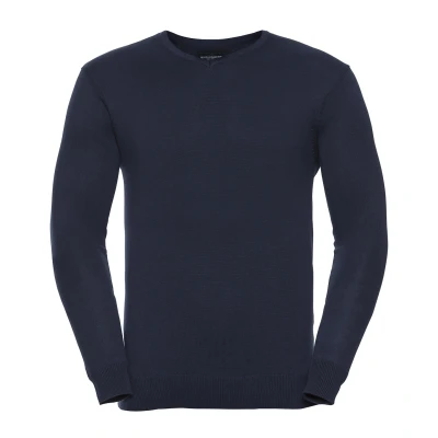 Image of Russell Athletic Collection Mens Knitted V Neck Sweatshirt (French Navy) Size 2XL
