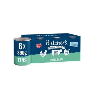 Image of Butcher&#039;s Lean &amp; Tasty Low Fat Dog Food Tins 6x390g