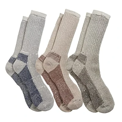 Image of Sock Stack 3 Pairs Of Mens Wool Hike Trekking Socks Thick Chunky Walking Work Boot Outdoor Padded Anti Blister