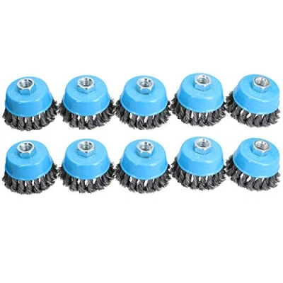 Image of Twist Knot Wire Wheel Cup Brush 3&quot; for 4 1/2&quot; Angle Grinder 10 Pack TE243