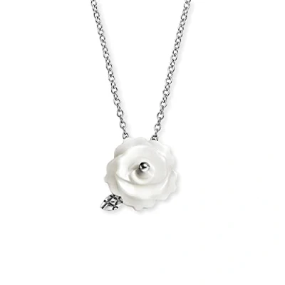 Image of Angel Whisperer Women&#039;s Rose Garden Necklace Made of Sterling Silver with Mother Pearl Pendant Lobster Clasp Adjustable in Two Lengths Nickel Free, 40 cm, Silver, No Gemstone
