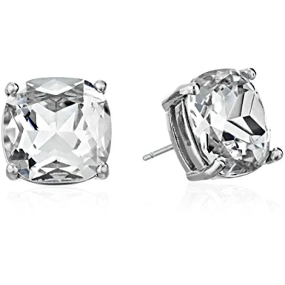 Image of Kate Spade New York small square studs, Clear/Silver