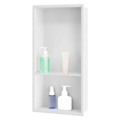 Image of sunrik Shower Niche, Embedded Niche Stainless Steel, with Shelf 30x60x10cm（20/40cm）, Matte white