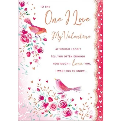 Image of Piccadilly Greetings Modern Decorative Valentines Card One I Love 10 x 7 Inches Regal Publishing