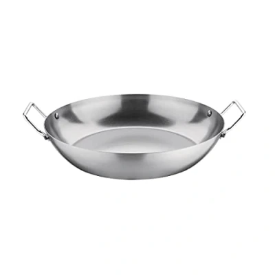 Image of Vogue 12686 Black Iron Paella Pan 13In Kitchen Cookware Heavy Duty Induction